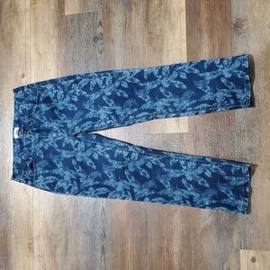 J Jill X Christian Sirano Tropical Leaf Denim Jeans